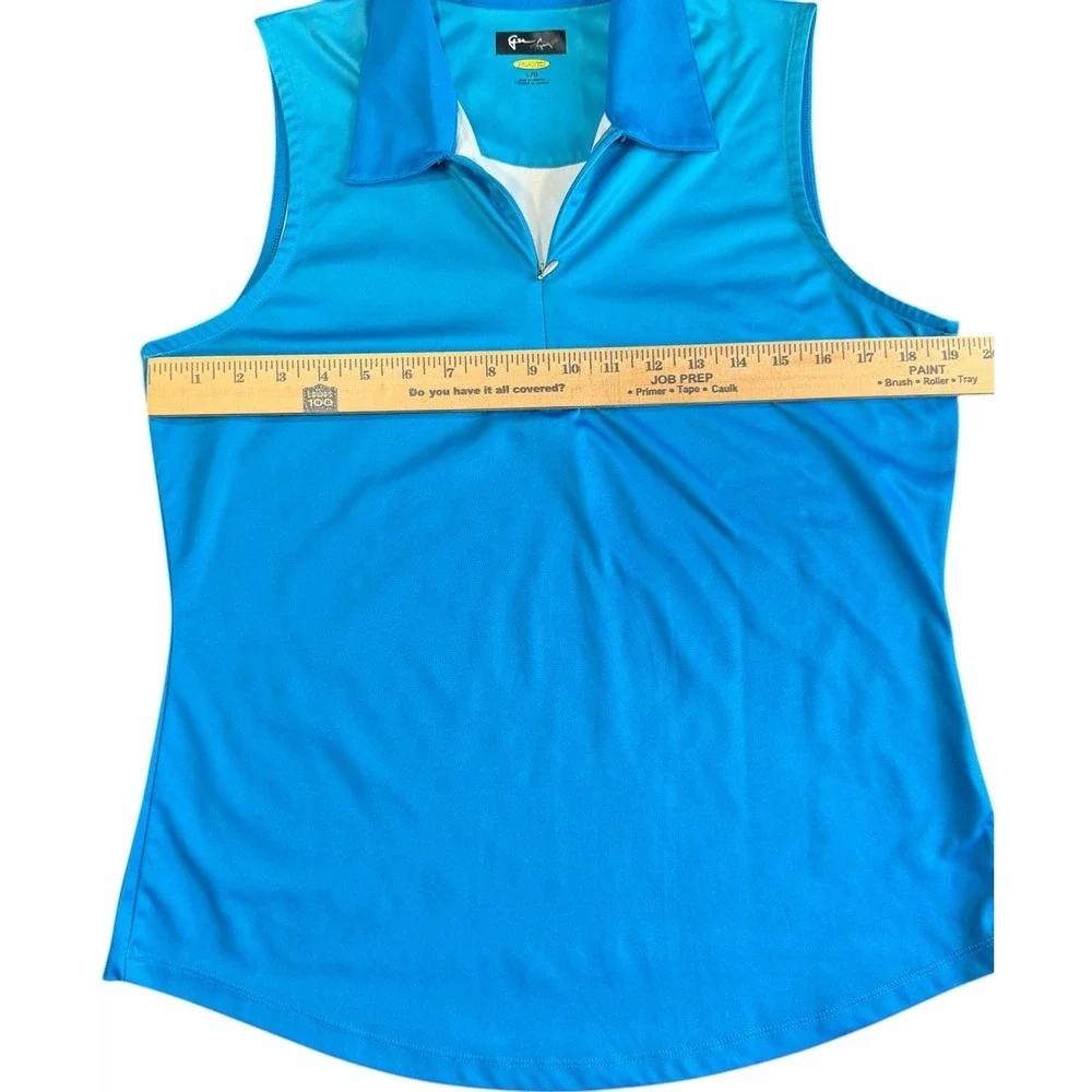 Greg Norman Play Dry Women's Sleeveless Golf Polo Shirt Blue Teal Size Large